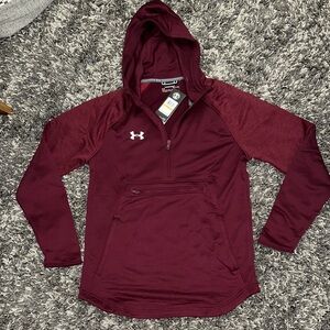 New Under Armour Burgundy 1/4 Zip Pullover Hoodie